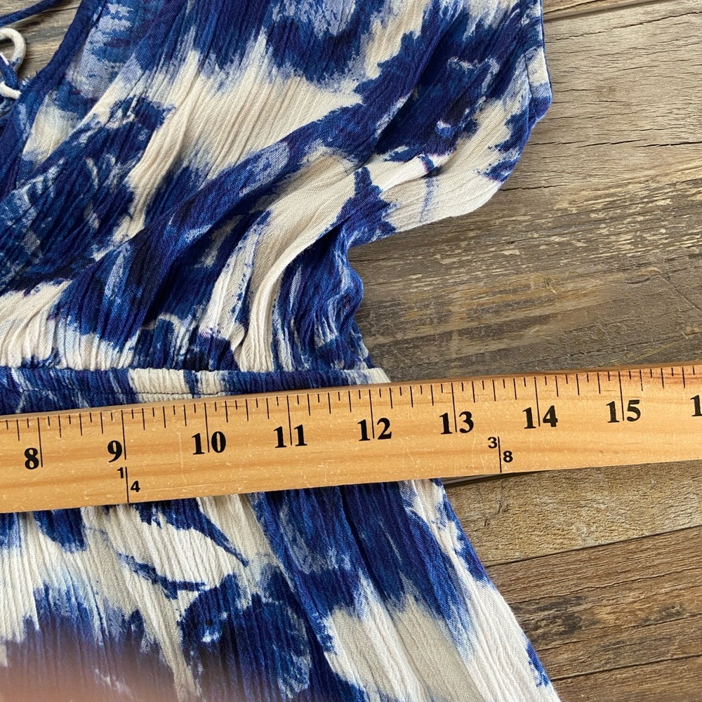 Blue Floral V-Neck Women’s Dress - Picture 13 of 15